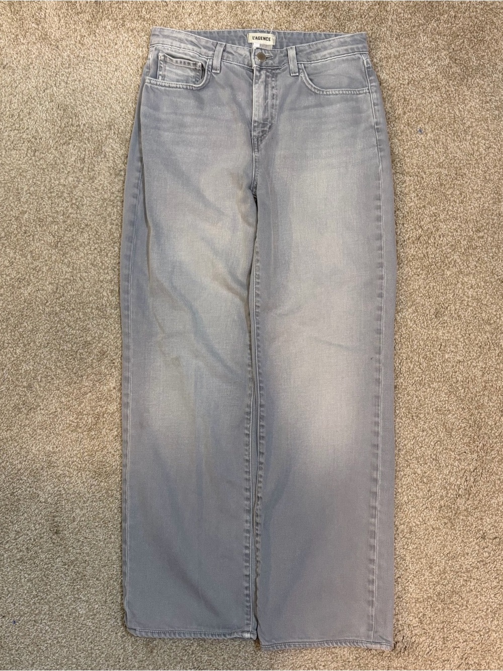 L'AGENCE High Rise Straight Leg Jeans Gray Women's Size 25